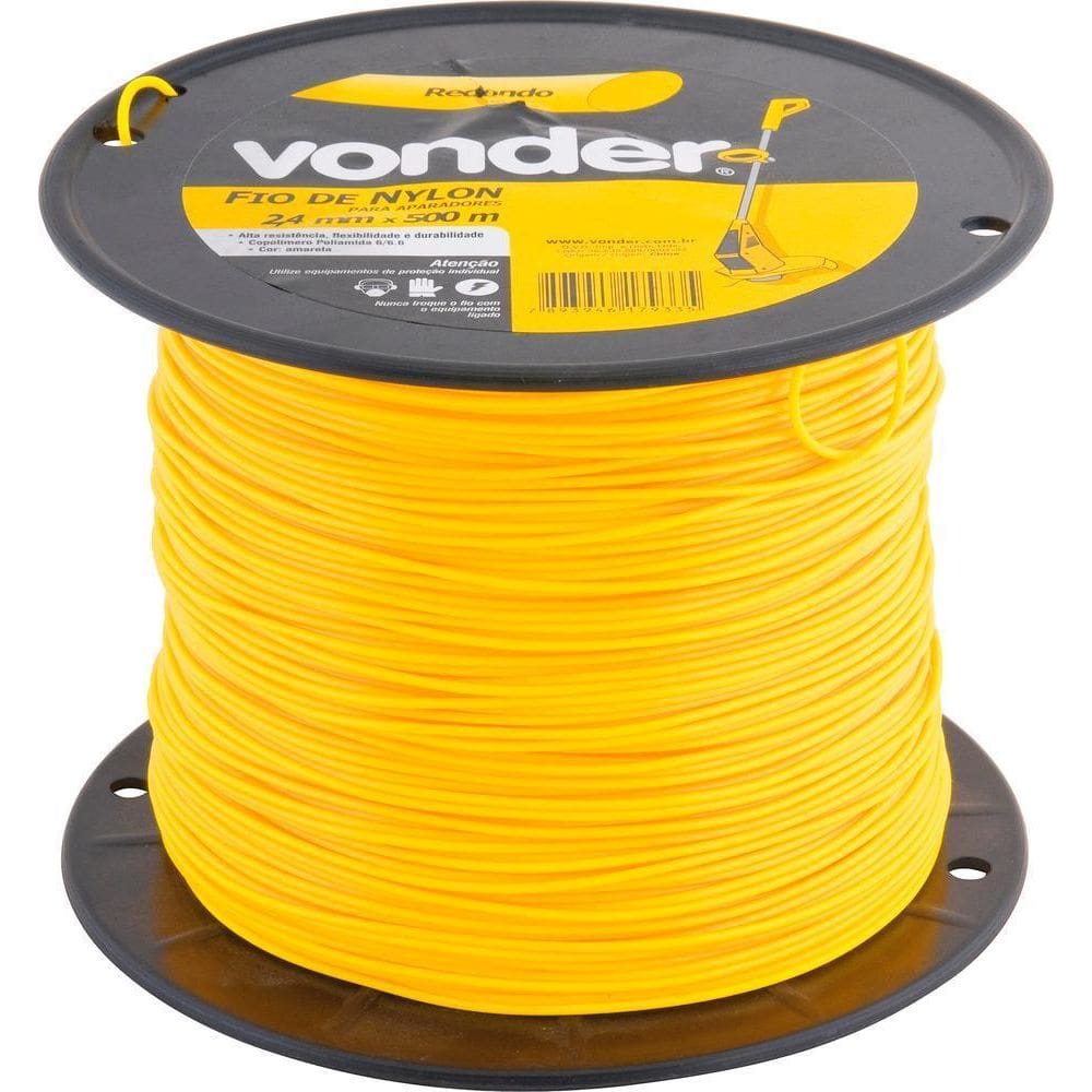 Fio De Nylon 2,4Mmx500M Redondo Para Roçadeiras E Aparadores