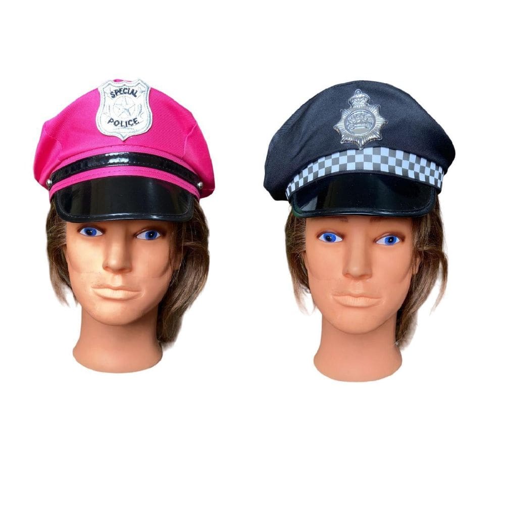 Kit Casal Policial Chapéu Quepe Fantasia Carnaval -2 Peças