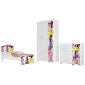 Quarto Infantil 3 Peças Com Mini Cama Princesa Rosa Z53 - Mpozenato