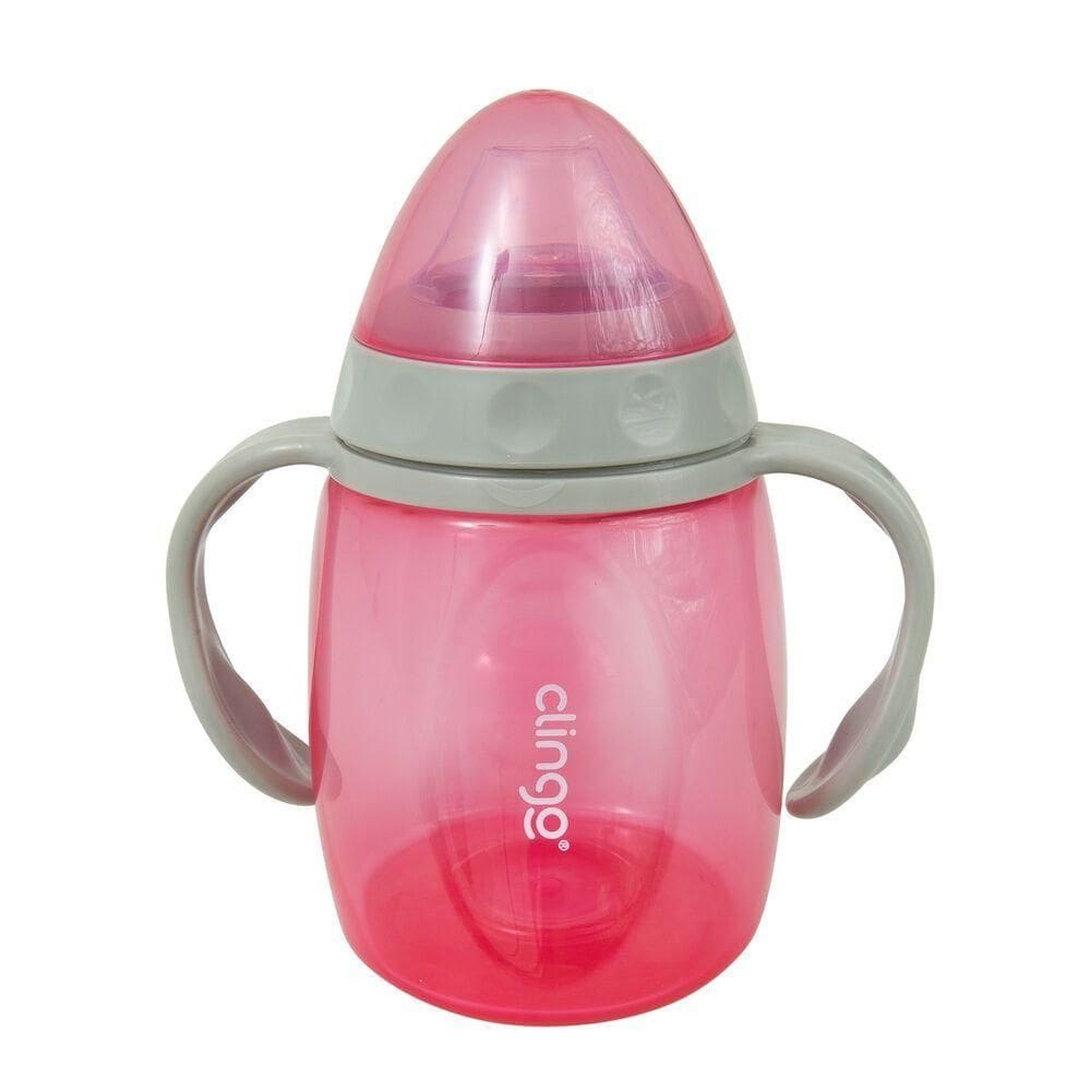 Copo De Transição Bebês Com Alça Dupla Bico Em Silicone Macio Anti-vazamento Rosa