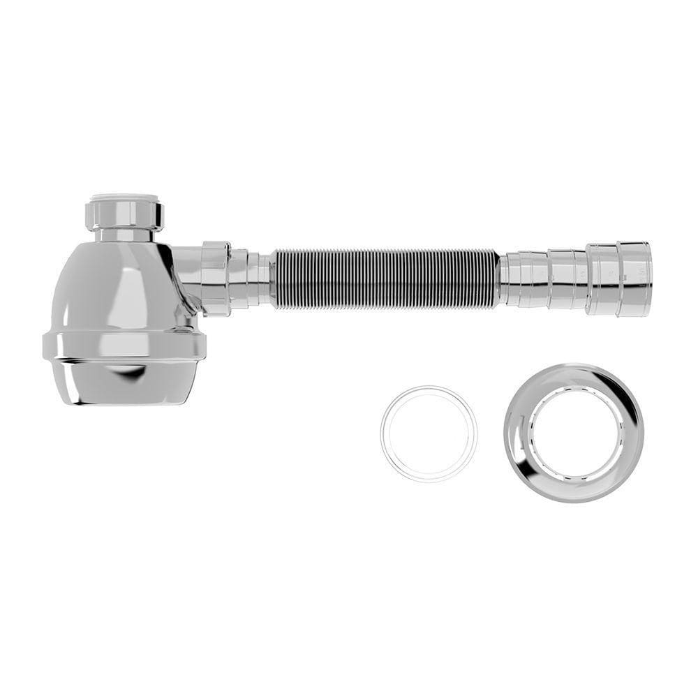 Sifão Sanfonado Extensível Blukit Com Copo 70cm Cromado Universal 031701