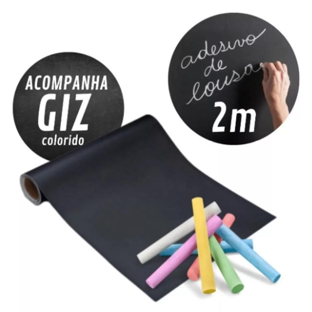 Adesivo Quadro Negro Lousa Papel De Parede Contact 2M X 45 Cm Lavavel Para Desenho Arte Escola