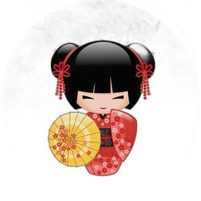 Painel Redondo 3D Sublimado Boneca Kokeshi Frd-1575