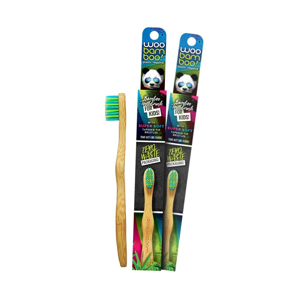 Escova de dentes Woobamboo! Pacote de 2 bambu supermacio para crianças