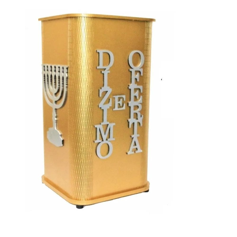 Gazofilácio Dízimos E Ofertas Igreja Pintado Em Mdf Dourado