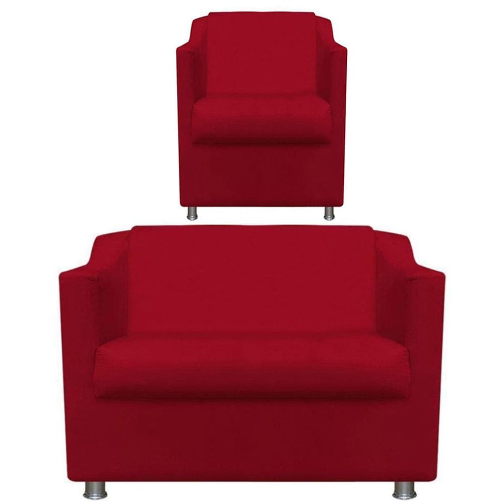 Namoradeira + Polt. Bia P/ Sala de Estar Consultório Clinica Hospital Recepção Suede Vermelho