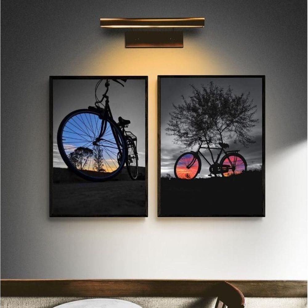 Kit 2 Quadros Decorativos Bike - Paisagens 24X18Cm - Vidro