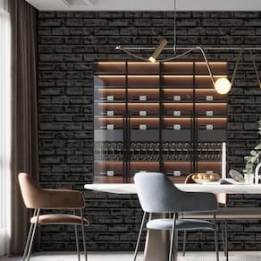 Papel De Parede Adesivo Tijolo Preto Dark - 3,0M