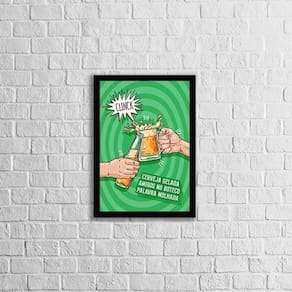 Quadro Cerveja Gelada E Amigos No Boteco 33X24 Moldura Preta