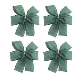 Laço Verde Liso Árvore Natal Luxo Decoração Guirlanda 12Un