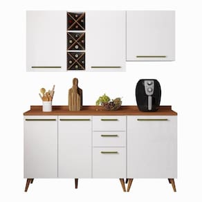 Armário De Cozinha 6 Portas 3 Gavetas Branco
