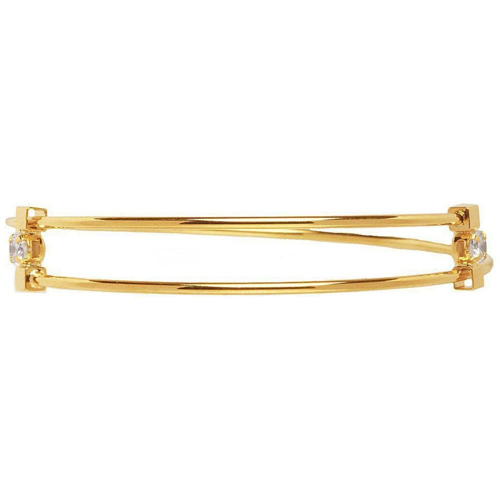 Bracelete Em Fio Com Pedra De Zirconia Folheado A Ouro 18K
