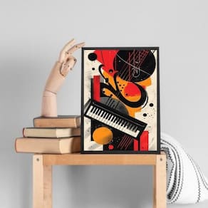 Quadro Decorativo Teclado - Música 45X34Cm - Com Vidro