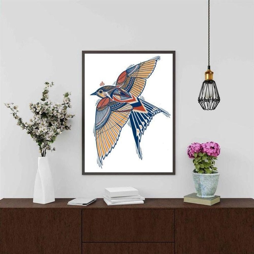 Quadro Arte Andorinha Moderna 24X18Cm - Com Vidro