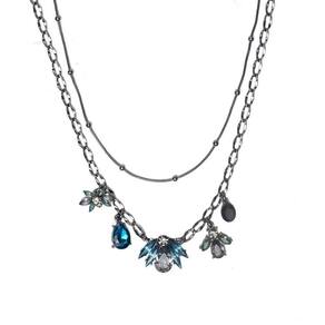 Colar Armazem Rr Bijoux Duplo Cristal Azul Grafite