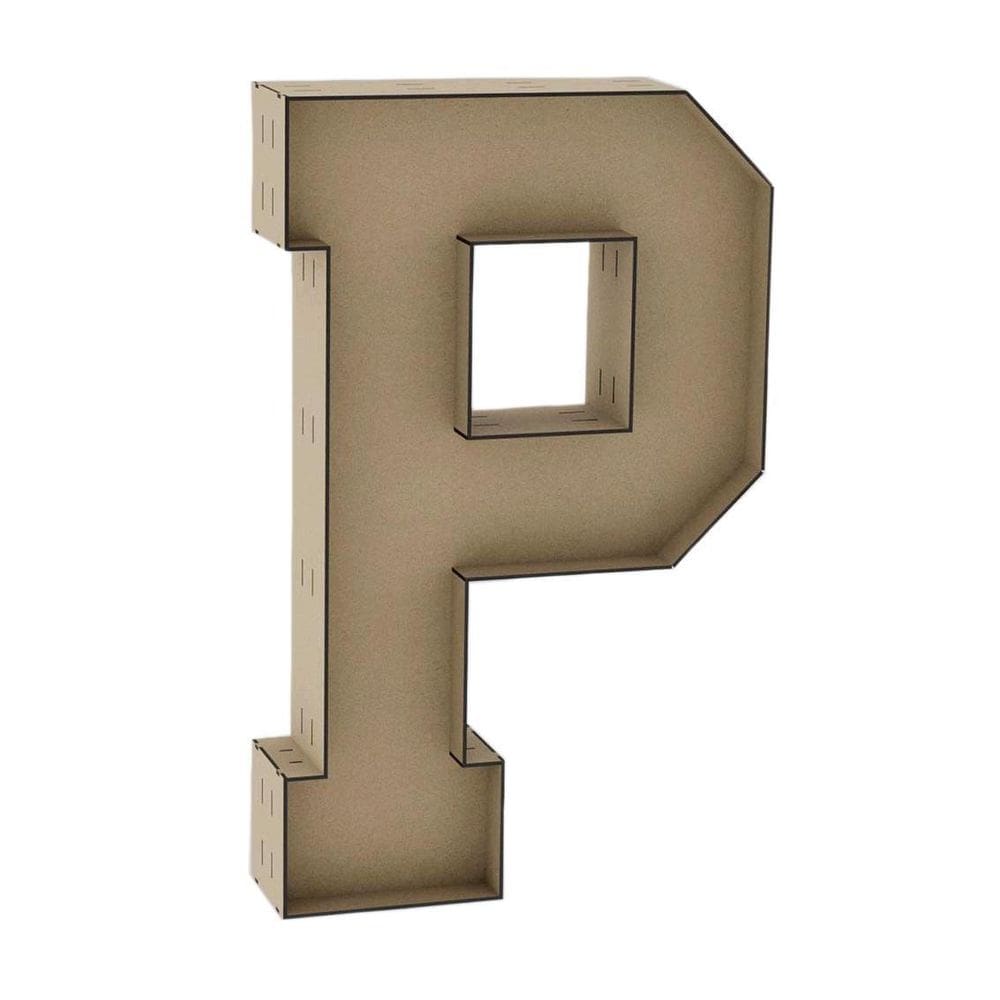Letra Caixa Grande P Mdf 90Cm De Altura Decoração Festa
