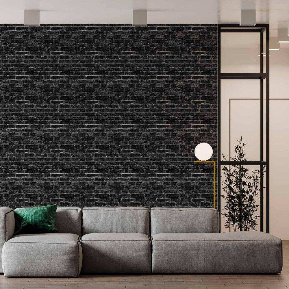 Papel De Parede Adesivo Tijolo Preto - 3,0M