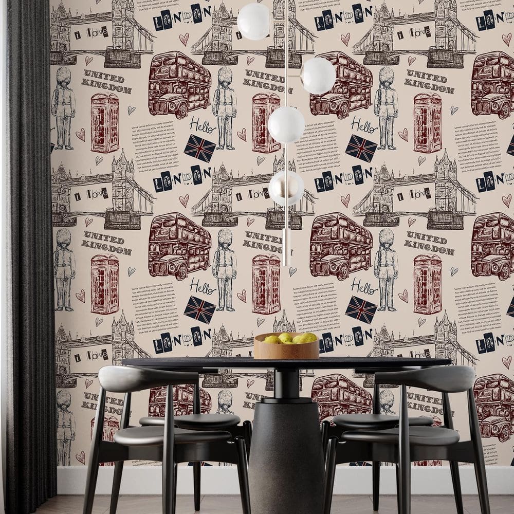 Papel De Parede Adesivo Londres Inglaterra Retro - 3,0M