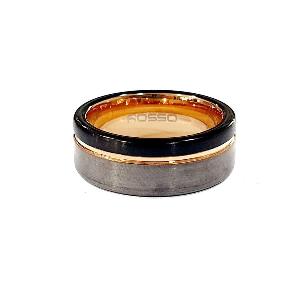 Anel Aço Rosso Aro28 Black Escovado Friso Lateral Parte Rose