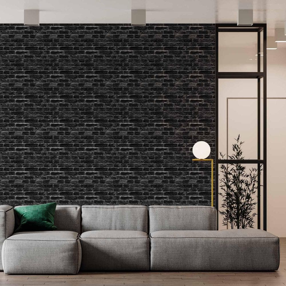 Papel De Parede Adesivo Tijolo Preto - 3,0M