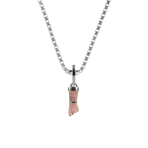 Colar Prata 925 Figa De Quartzo Rosa Natural Verdadeiro