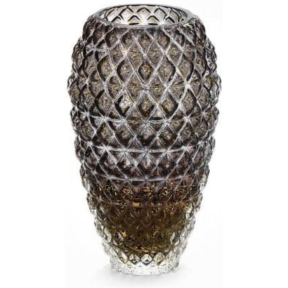 Vaso Em Cristal Murano Azul Com Ouro 24 K - São Marcos