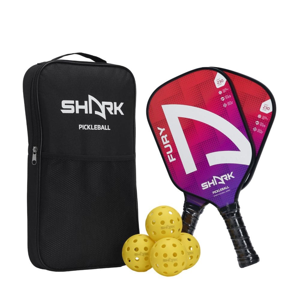 Kit 2 Raquetes de Pickleball Shark Fury com 4 bolas