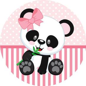 Painel Redondo 3D Sublimado Panda Rosa Frd-5217
