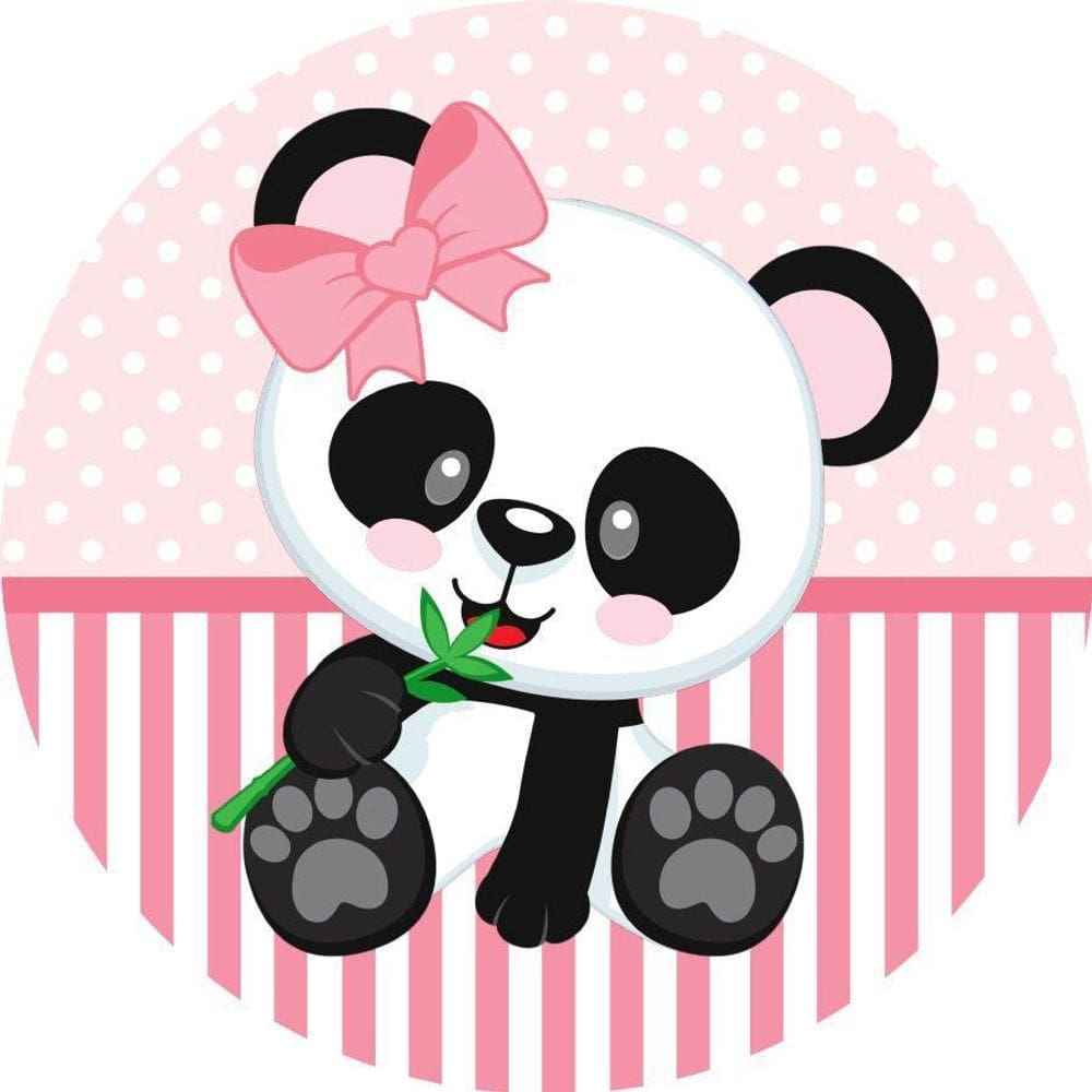 Painel Redondo 3D Sublimado Panda Rosa Frd-5217