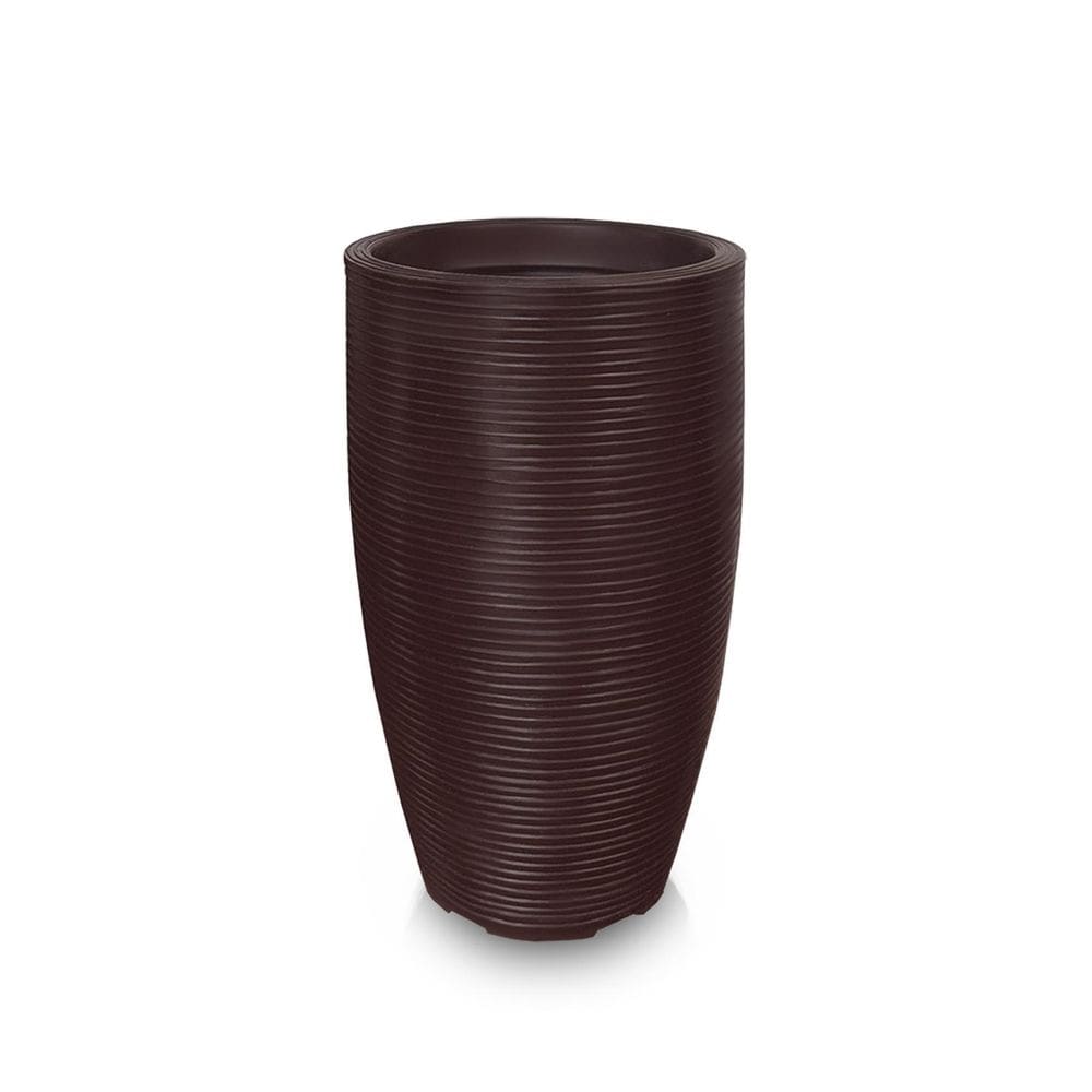 Vaso De Planta 60X38 Redondo Pilão De Polietileno Café