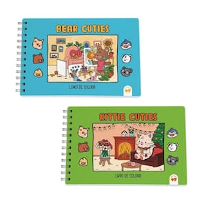Kit 2 Livro De Colorir Cuties 128 Páginas Bear E Kittie
