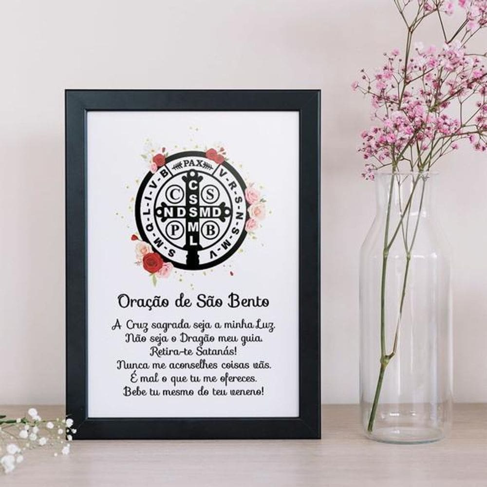 Quadro Oração De São Bento 33X24Cm Moldura Preta