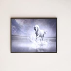 Quadro Decorativo Cavalo Branco 24X18Cm Preto