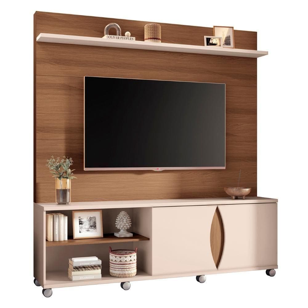 Estante Painel De 65 Pol 180cm Elux H01 Castanho-off White - Mpozenato