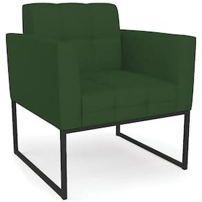 Poltrona Decorativa Base Industrial Preto Ana Veludo Luxo Verde - Ibiza