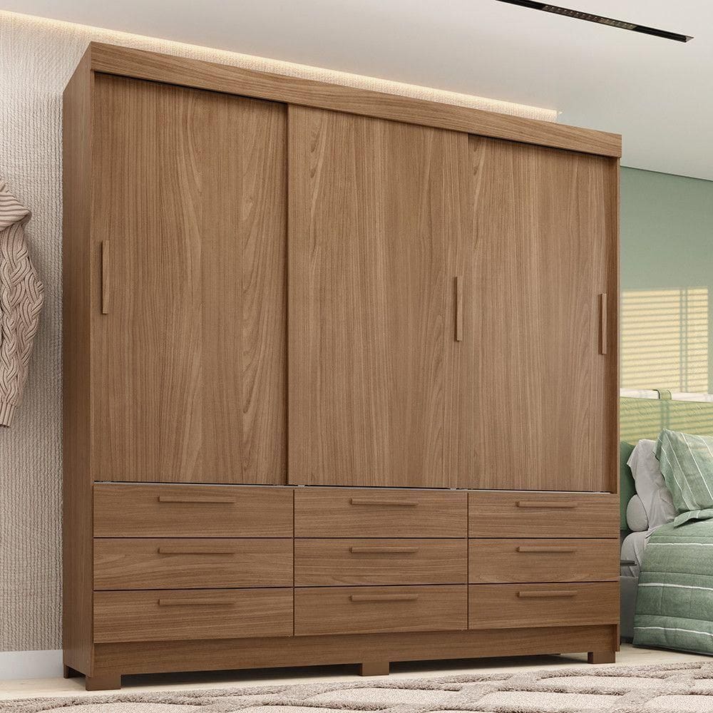 Guarda-roupa Casal 194,40 3 Portas 9 Gavetas Dante