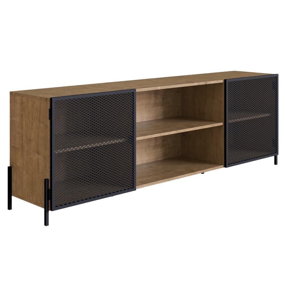 Rack Para Até 70 Pol. 2 Portas Pés Metálicos York Vermont-preto - Artesano