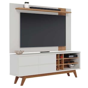 Rack Para Sala Norena Com Painel Para 70 Pol. Amélie C05 Off White Matte-freijó - Mpozenato