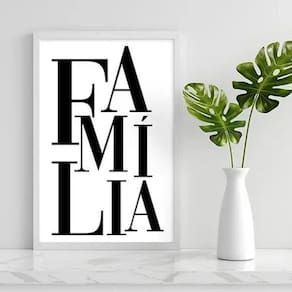 Quadro Decorativo Palavra Família 24X18 C/Vidro - Branca