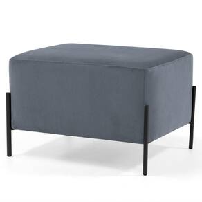 Puff Decorativo 60cm Base Aço Status C-317 Veludo Cinza - Domi