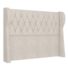 Cabeceira Casal Cama 140cm Malva I02 Veludo Bege - Mpozenato