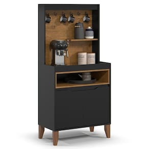 Armário Multiuso Cantinho Do Café 71cm Flow Preto-freijó - Ej Móveis