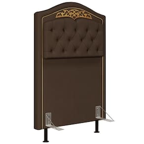 Cabeceira Cama Solteiro 90cm Com Tachas Imperial Veludo J02 Chocolate - Mpozenato
