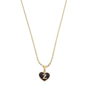 Colar Cartier 45Cm Coração Negro Letra Z Banhado Ouro 18K