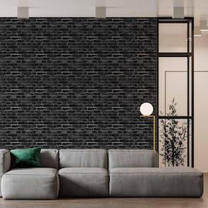 Papel De Parede Adesivo Tijolo Preto - 3,0M