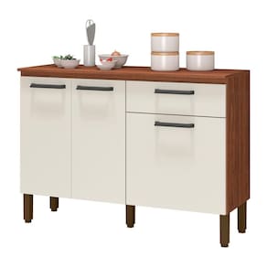 Balcão De Cozinha Com Tampo 120cm Louis K02 Nogueira-off - Mpozenato