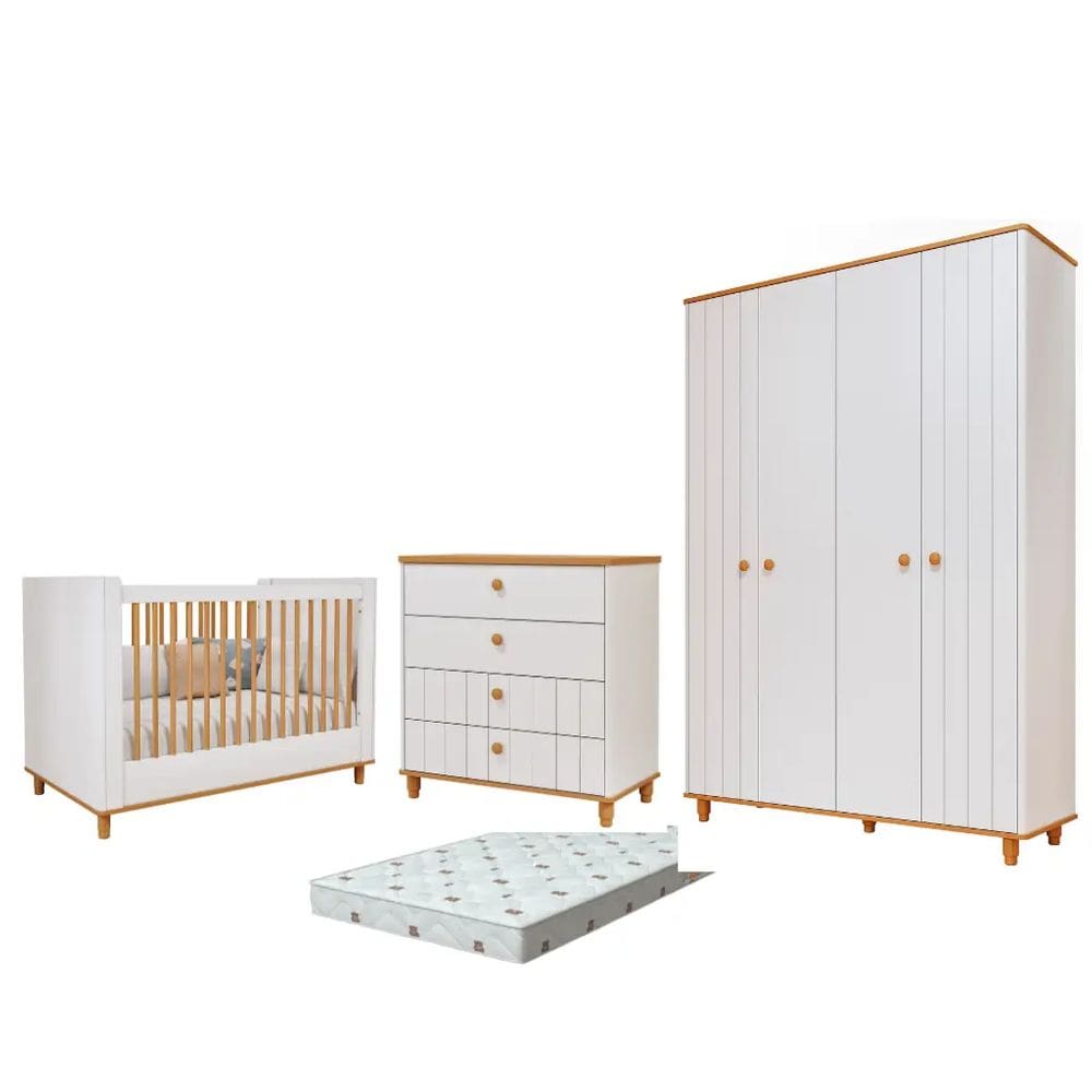 Quarto Bebe Completo Retro Dorabelly Cake MDF + Colchão