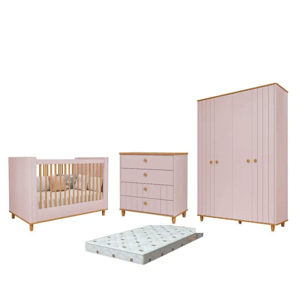 Quarto Bebe Completo Retro Dorabelly Cake MDF + Colchão