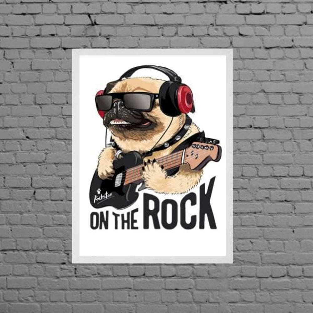 Quadro Decorativo Pug On The Rock 24X18Cm