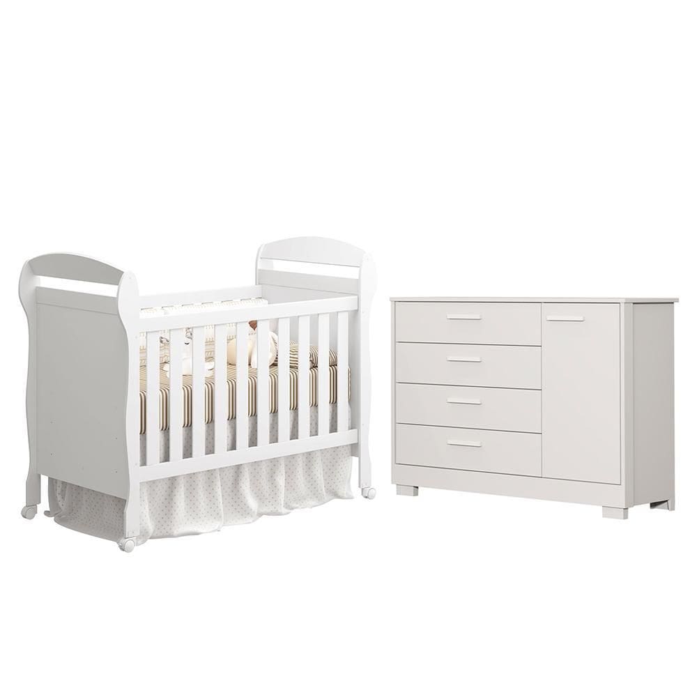 Jogo de Quarto Infantil Cômoda Zaki e Berço Mini Cama Danny - Reller Móveis